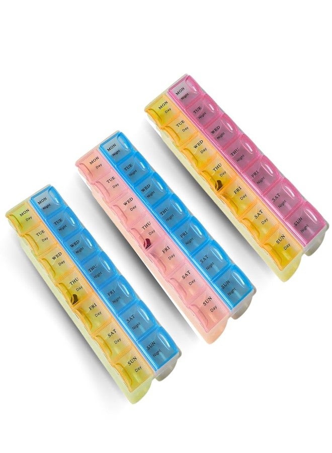 Extra Care Weekly Double Line,2 - Times a Day Pill Box travel box tablet holder medicine dispenser organizer storage BPA Free Travel 7 Day Pill Box Case Multicolor, Set Of 1 - Image 1